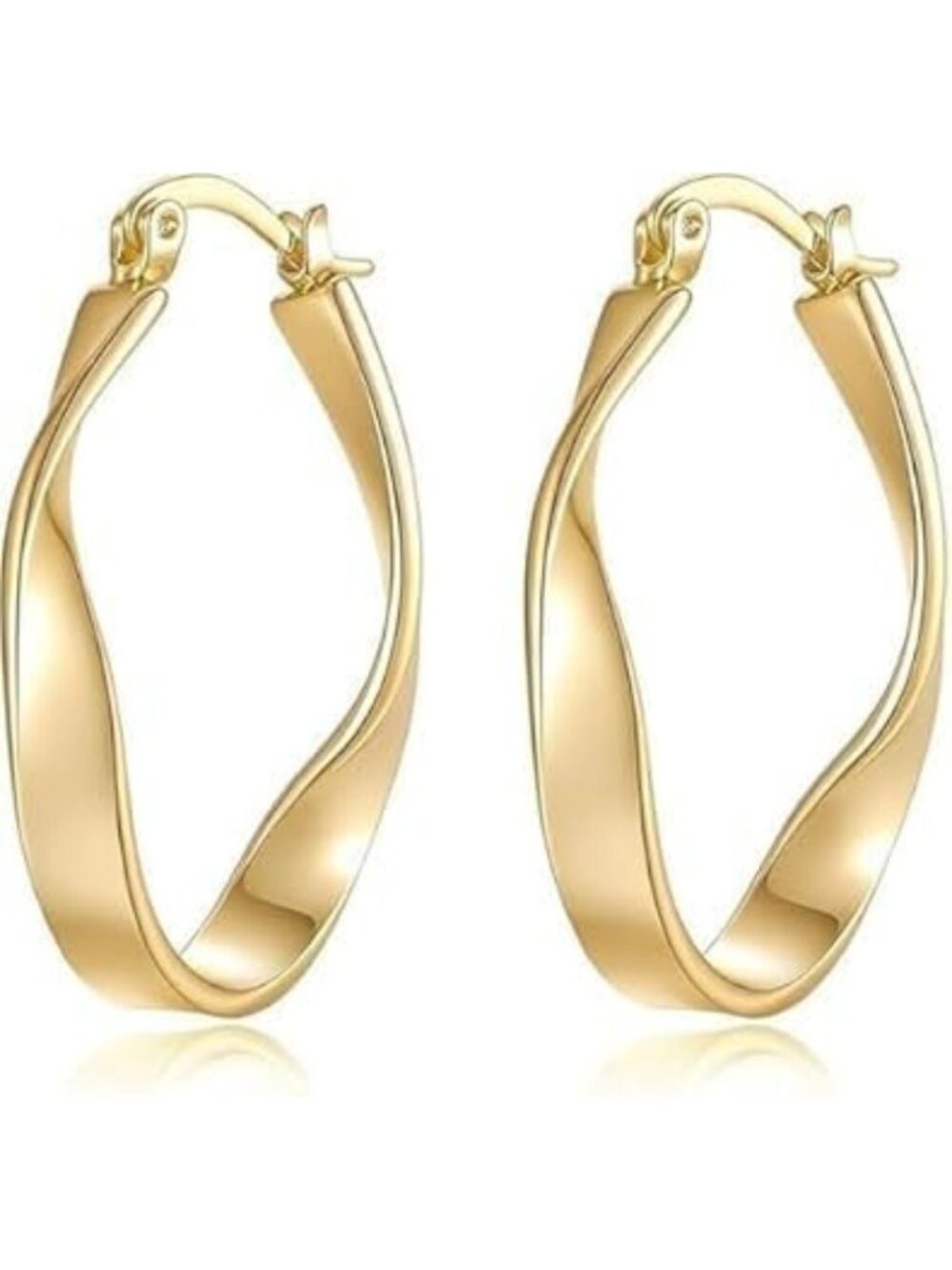 Trendy 14K Gold Thick Twisted Hoop Earrings for Women, 30MM Fine Weave Design